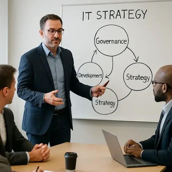 Meeting working through development of IT Strategy and Governance Structure