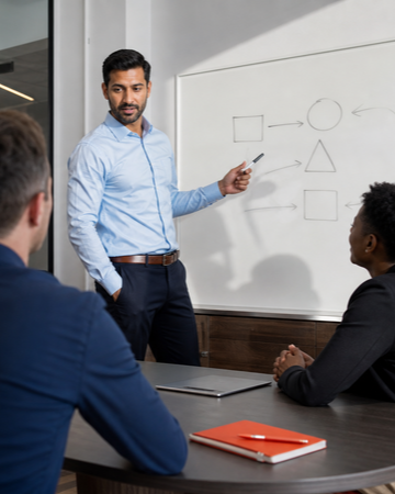 Professional Meeting with Consultant Using Whiteboard-1-1