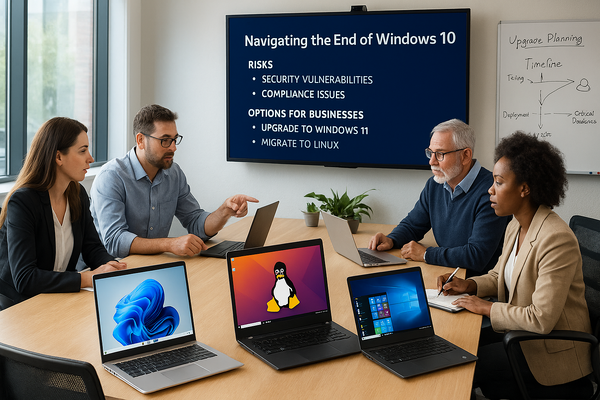 A group of people discussing the roadmap to the end of windows 10 support