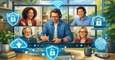 IT leader monitoring secure mobility and SASE connections for remote and mobile staff collaboration