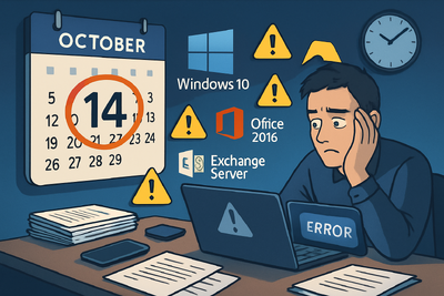 Microsoft end-of-support deadline warning for Exchange Server and Office on calendar dashboard